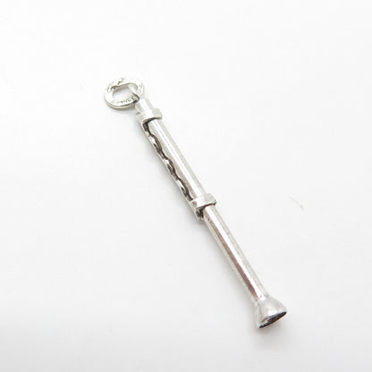 925 Sterling Silver Vintage Flute Musical Instrument Pendant