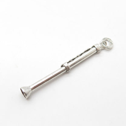 925 Sterling Silver Vintage Flute Musical Instrument Pendant