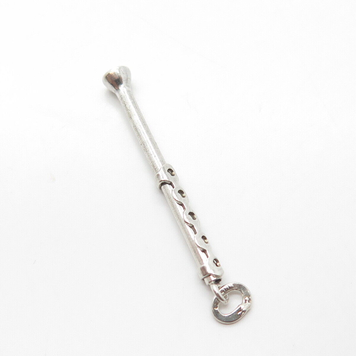 925 Sterling Silver Vintage Flute Musical Instrument Pendant