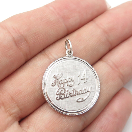 925 Sterling Silver Vintage Griffith & Sons Co "Happy Birthday 14" Pendant