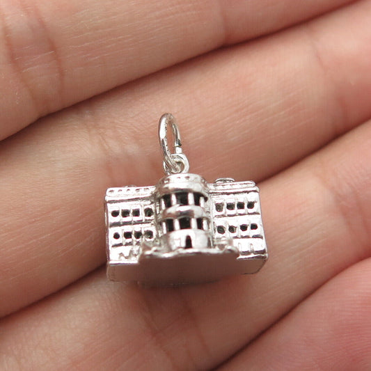 925 Sterling Silver Vintage United States White House Charm Pendant