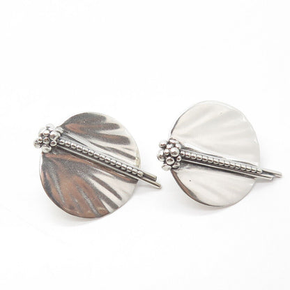 925 Sterling Silver Vintage Floral Stick Round Drop Earrings