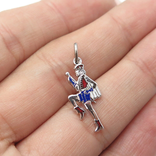 925 Sterling Silver Vintage Enamel Majorette Charm Pendant