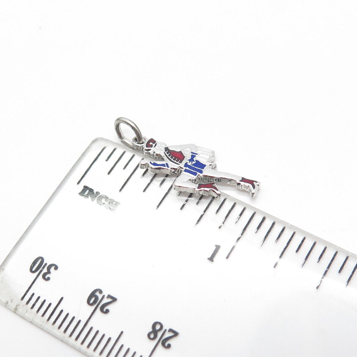 925 Sterling Silver Vintage Enamel Majorette Charm Pendant