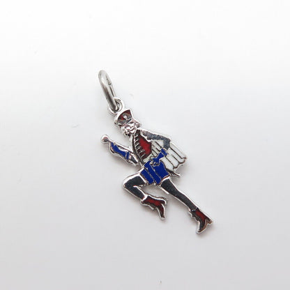 925 Sterling Silver Vintage Enamel Majorette Charm Pendant