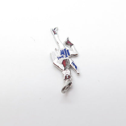 925 Sterling Silver Vintage Enamel Majorette Charm Pendant