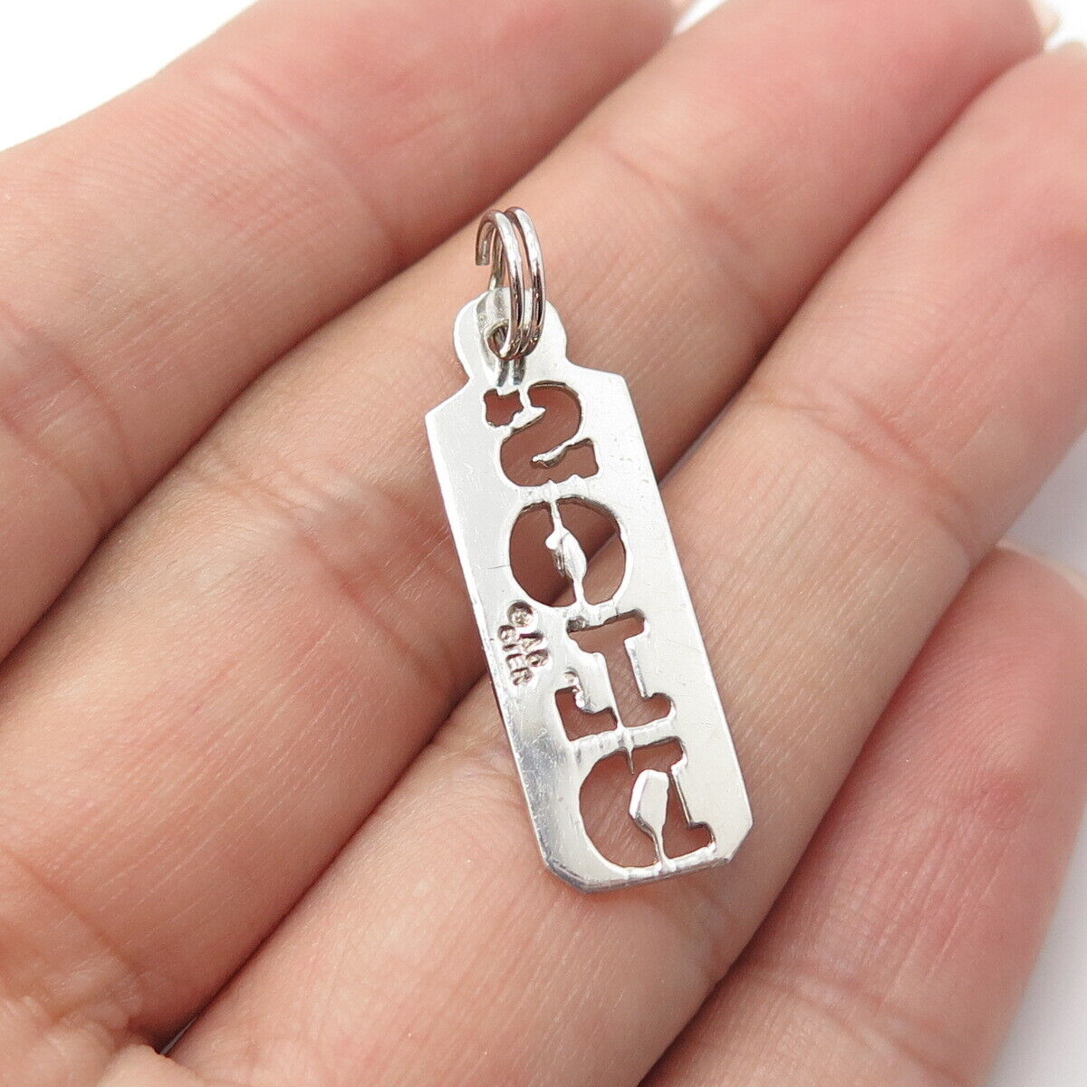 AC 925 Sterling Silver Vintage Sold Sign Perforated Pendant