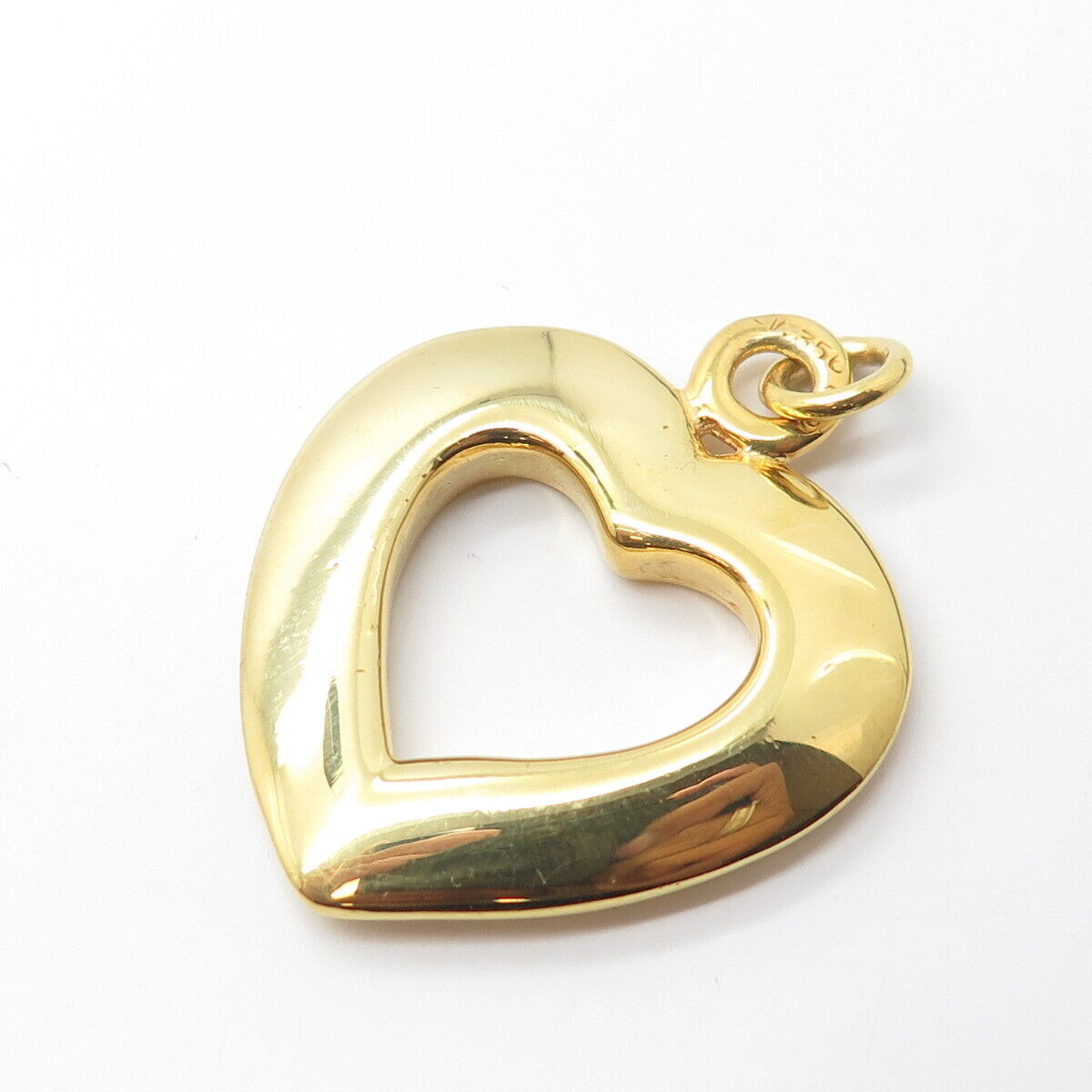 925 Sterling Silver Gold Plated Vintage Italy Heart Open Pendant