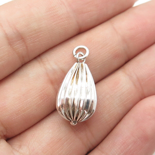 925 Sterling Silver Vintage Air Balloon Ribbed Charm Pendant