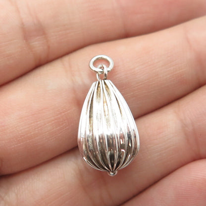 925 Sterling Silver Vintage Air Balloon Ribbed Charm Pendant