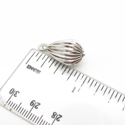 925 Sterling Silver Vintage Air Balloon Ribbed Charm Pendant