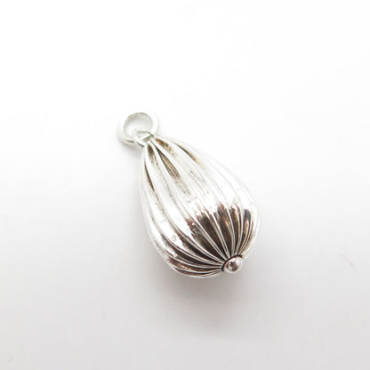 925 Sterling Silver Vintage Air Balloon Ribbed Charm Pendant