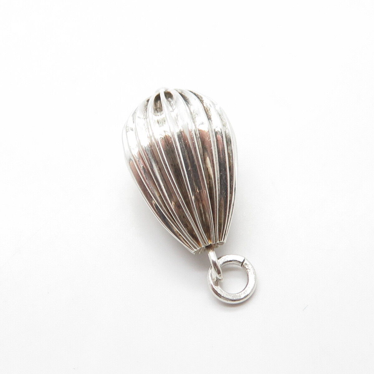 925 Sterling Silver Vintage Air Balloon Ribbed Charm Pendant