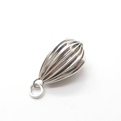 925 Sterling Silver Vintage Air Balloon Ribbed Charm Pendant