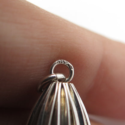 925 Sterling Silver Vintage Air Balloon Ribbed Charm Pendant