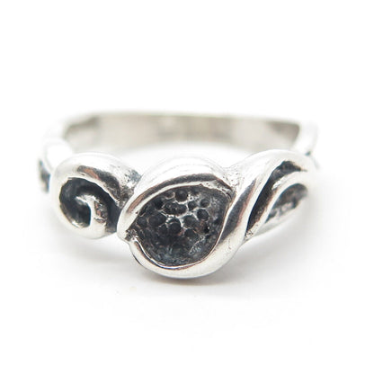 925 Sterling Silver Vintage Modernist Ring Size 5.75