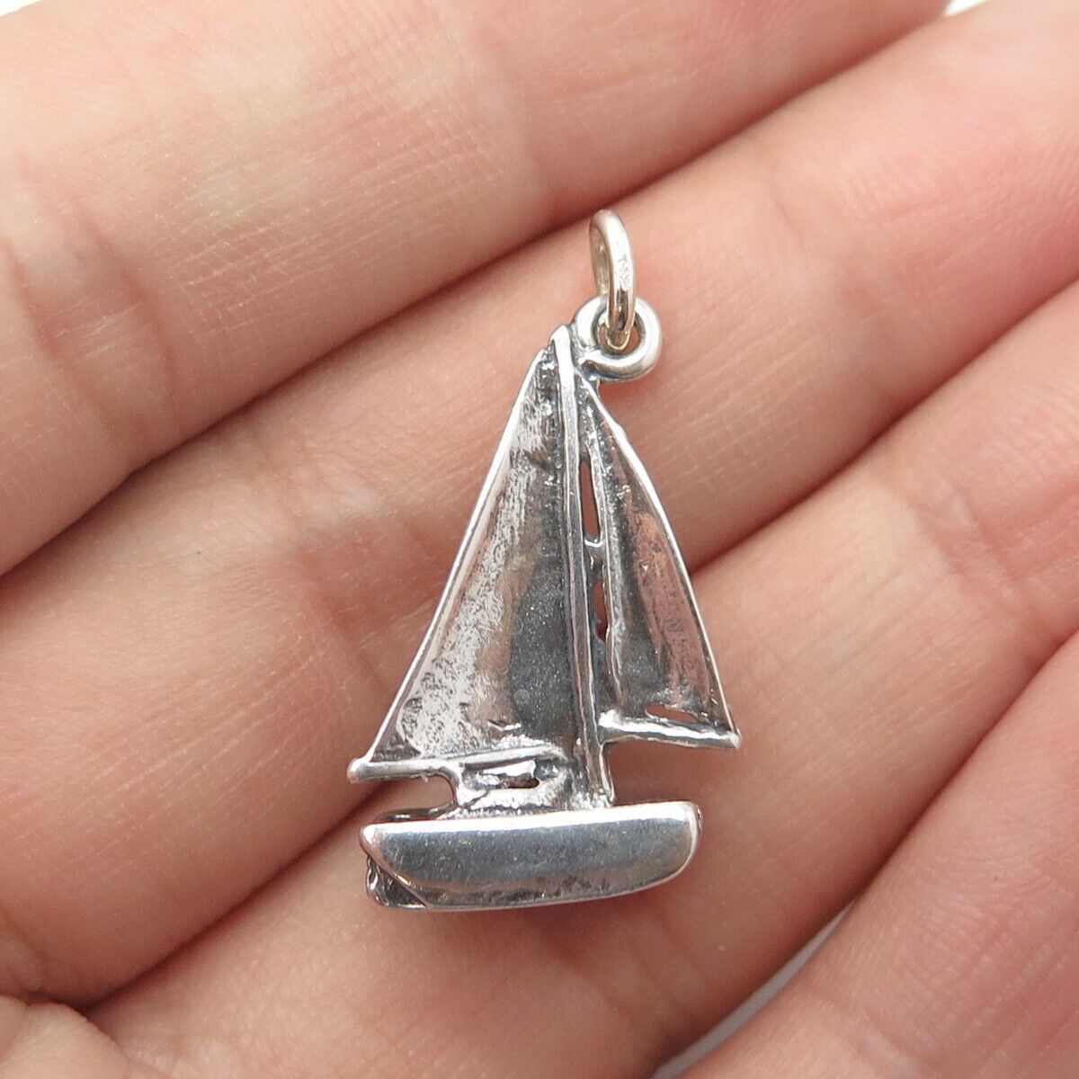 925 Sterling Silver Vintage Sailboat 3D Pendant