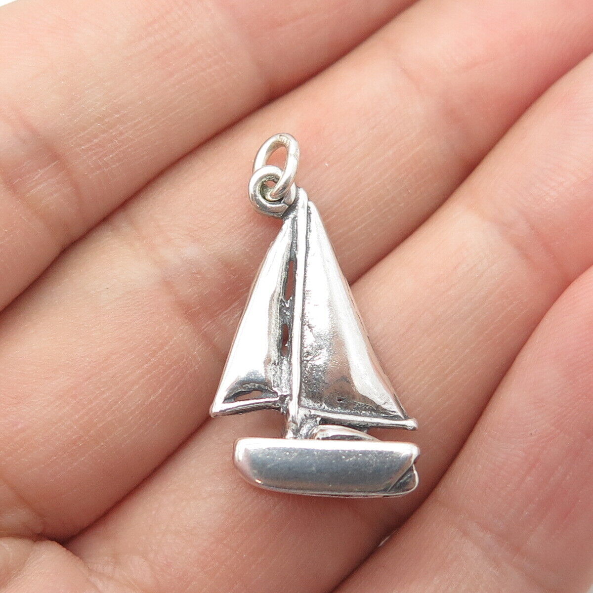 925 Sterling Silver Vintage Sailboat 3D Pendant