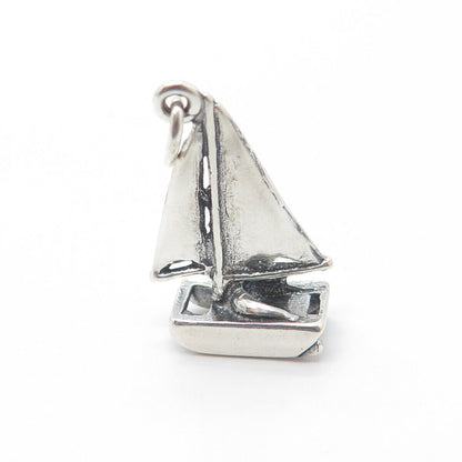 925 Sterling Silver Vintage Sailboat 3D Pendant