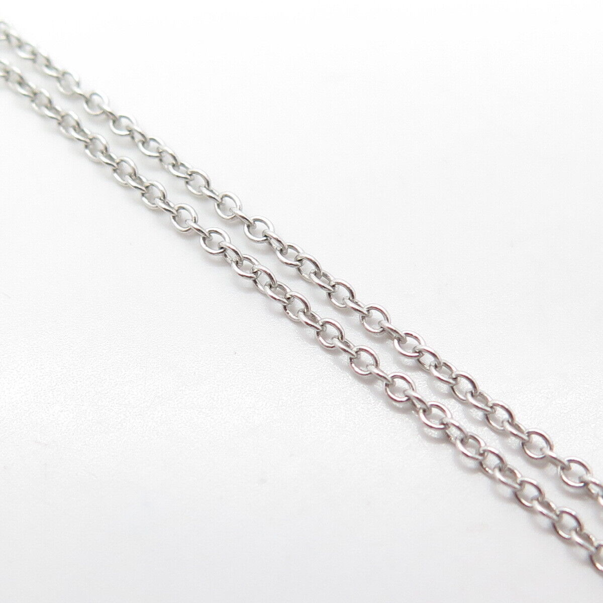 925 Sterling Silver White C Z Round Charm Cable Chain Necklace 16"