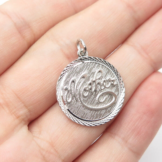 GRIFFITH & SONS 925 Sterling Silver Vintage "Mother" Round Medal Pendant