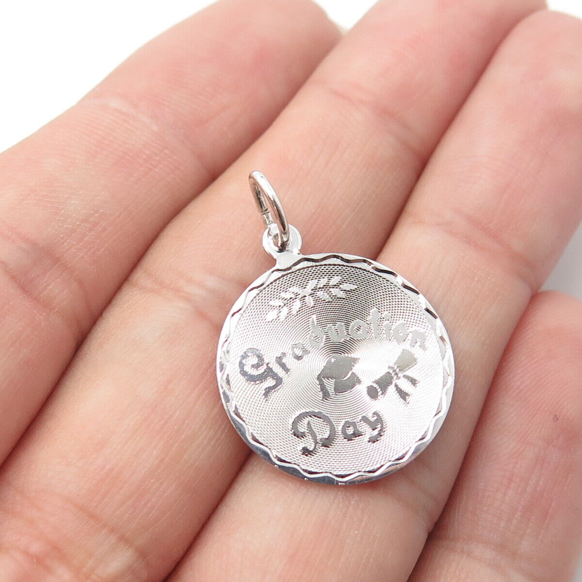 925 Sterling Silver Vintage "Graduation Day" Cap Charm Pendant