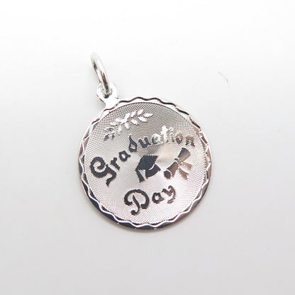 925 Sterling Silver Vintage "Graduation Day" Cap Charm Pendant