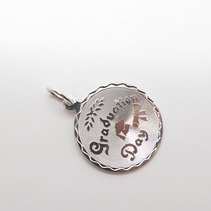 925 Sterling Silver Vintage "Graduation Day" Cap Charm Pendant