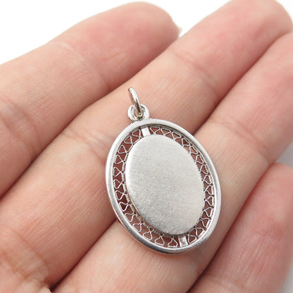 925 Sterling Silver Vintage Oval Charm Pendant