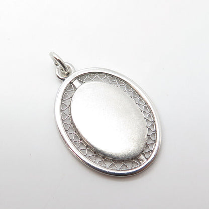 925 Sterling Silver Vintage Oval Charm Pendant