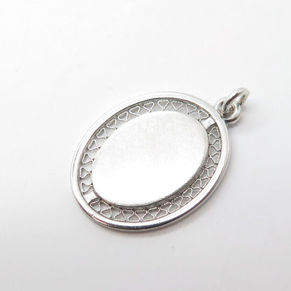 925 Sterling Silver Vintage Oval Charm Pendant