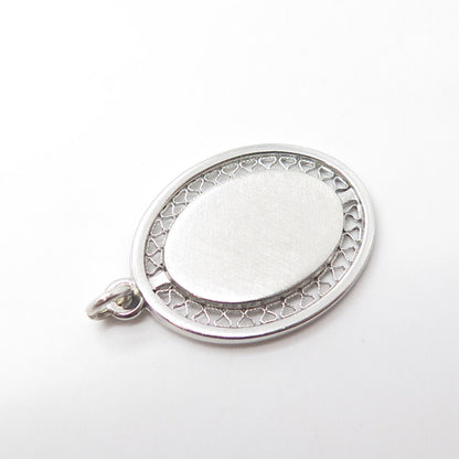 925 Sterling Silver Vintage Oval Charm Pendant