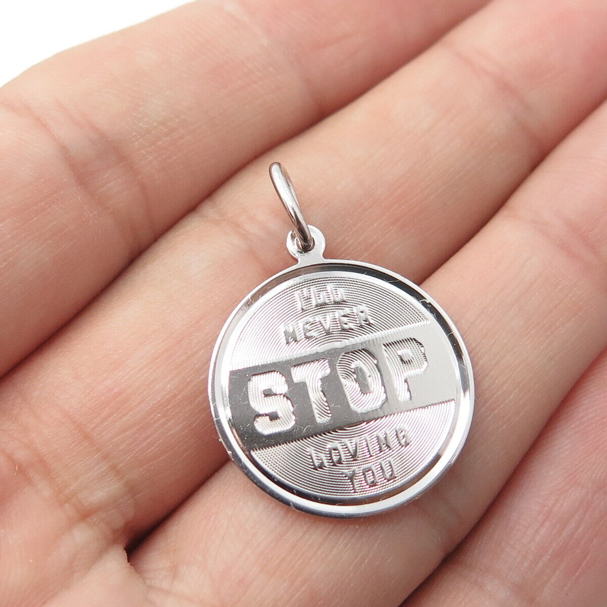 ELCO 925 Sterling Silver Vintage "I'll Never Stop Loving You" Charm Pendant