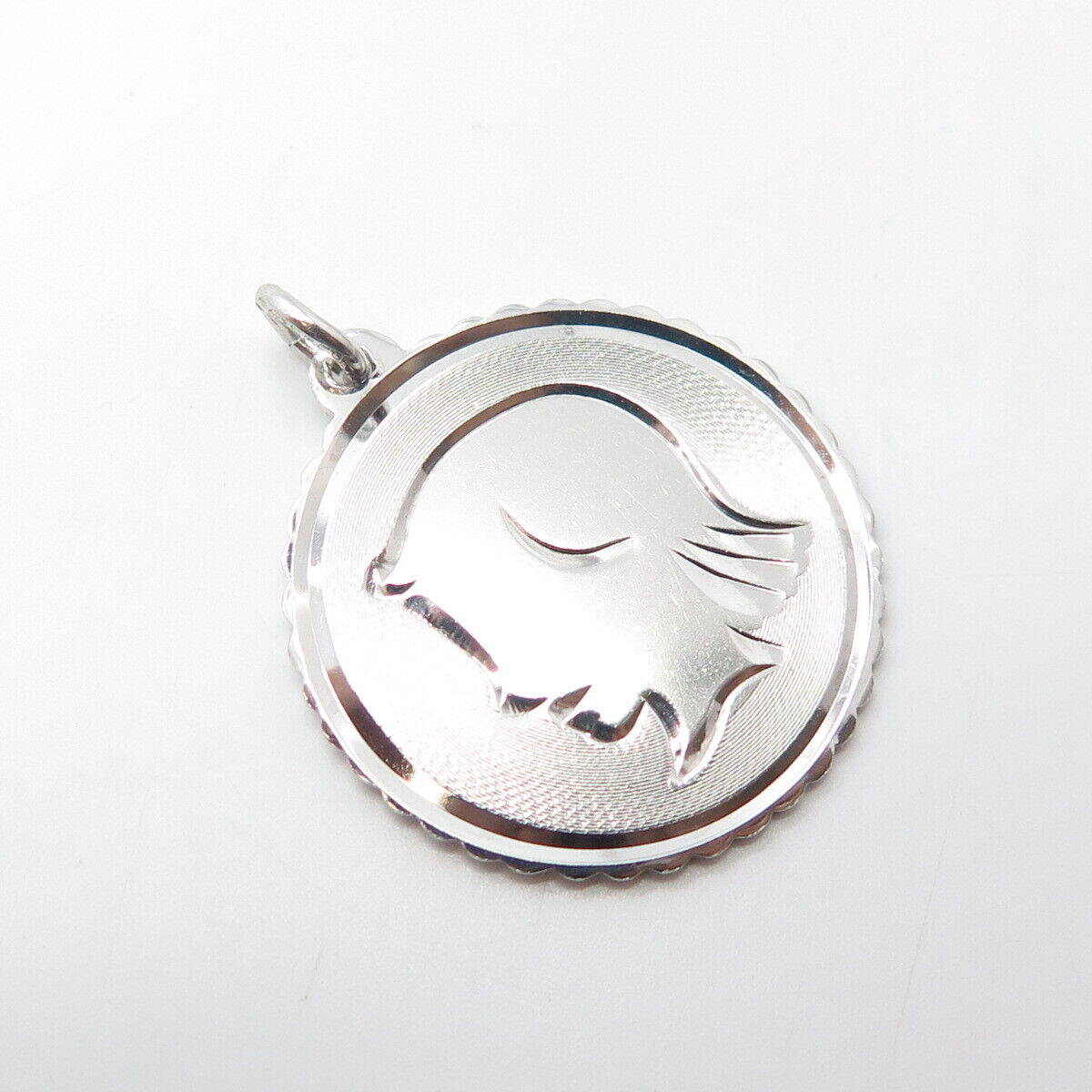 925 Sterling Silver Vintage Girl Face Profile Charm Pendant