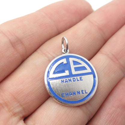 GRIFFITH & SONS 925 Sterling Silver Vintage Enamel Handle Channel Round Pendant