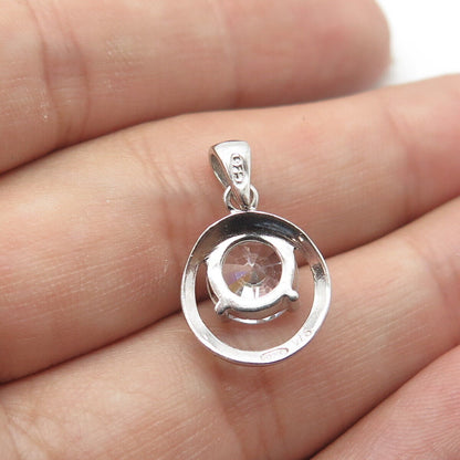 925 Sterling Silver Round-Cut Shaped C Z Pendant