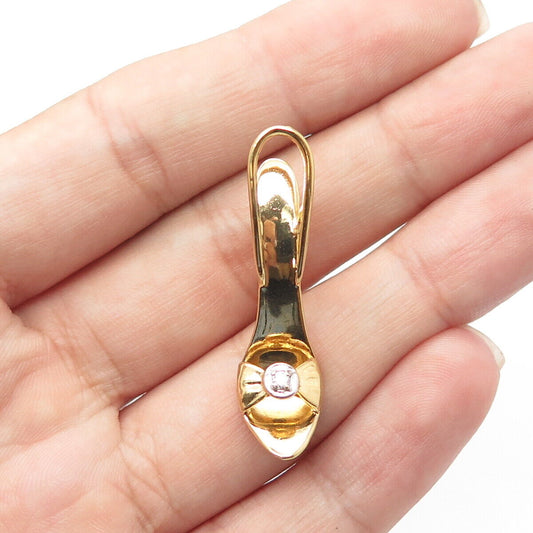 925 Sterling Silver Gold Plated C Z Lady's Shoe Slide Pendant
