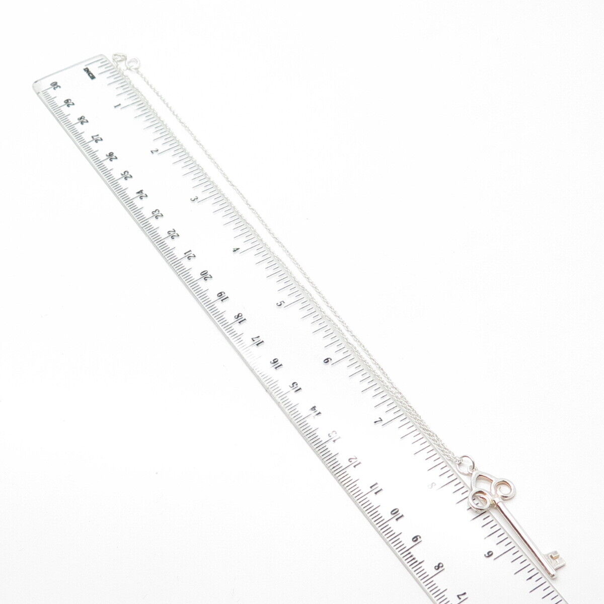 925 Sterling Silver Italy Swirl Retro Key Cable Chain Necklace 16"