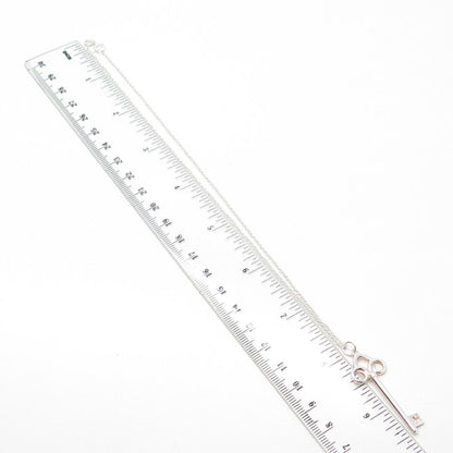 925 Sterling Silver Italy Swirl Retro Key Cable Chain Necklace 16"