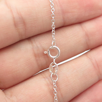 925 Sterling Silver Italy Swirl Retro Key Cable Chain Necklace 16"