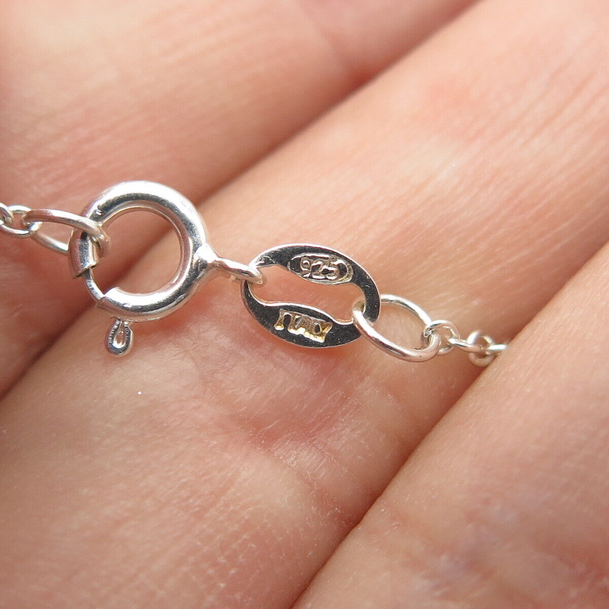 925 Sterling Silver Italy Swirl Retro Key Cable Chain Necklace 16"