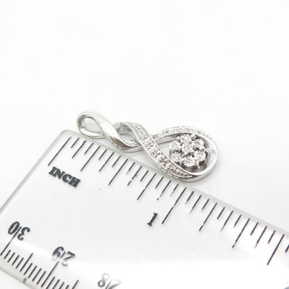 925 Sterling Silver Real White Diamond Twisted Infinity Floral Pendant