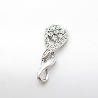 925 Sterling Silver Real White Diamond Twisted Infinity Floral Pendant