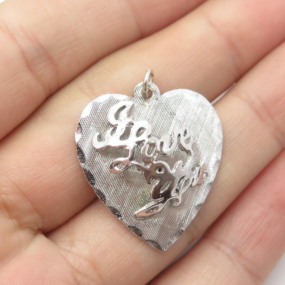 MARK MERCY 925 Sterling Silver Vintage "I Love You" Heart Pendant