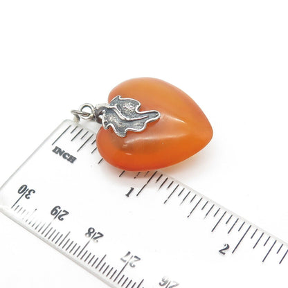 925 Sterling Silver Vintage Bekalite Heart & Leaf Pendant