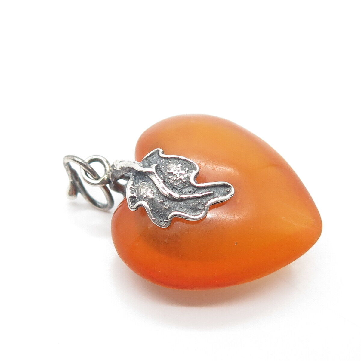 925 Sterling Silver Vintage Bekalite Heart & Leaf Pendant