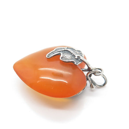 925 Sterling Silver Vintage Bekalite Heart & Leaf Pendant