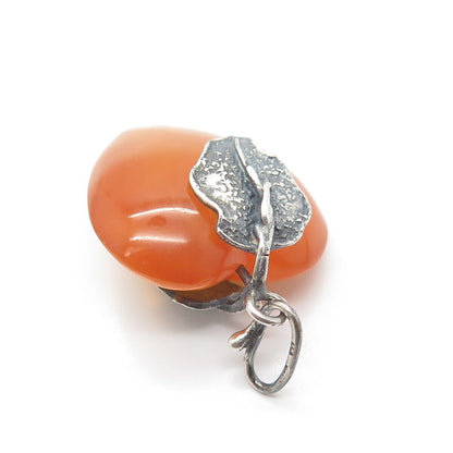 925 Sterling Silver Vintage Bekalite Heart & Leaf Pendant