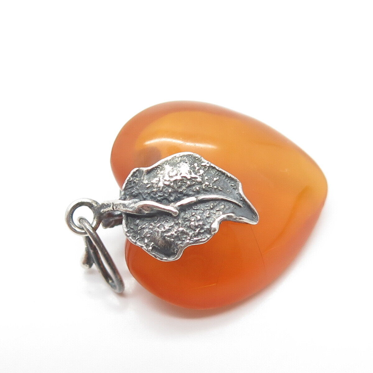 925 Sterling Silver Vintage Bekalite Heart & Leaf Pendant