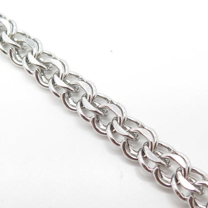 925 Sterling Silver Antique Art Deco Double Rolo Link Bracelet 7.5"